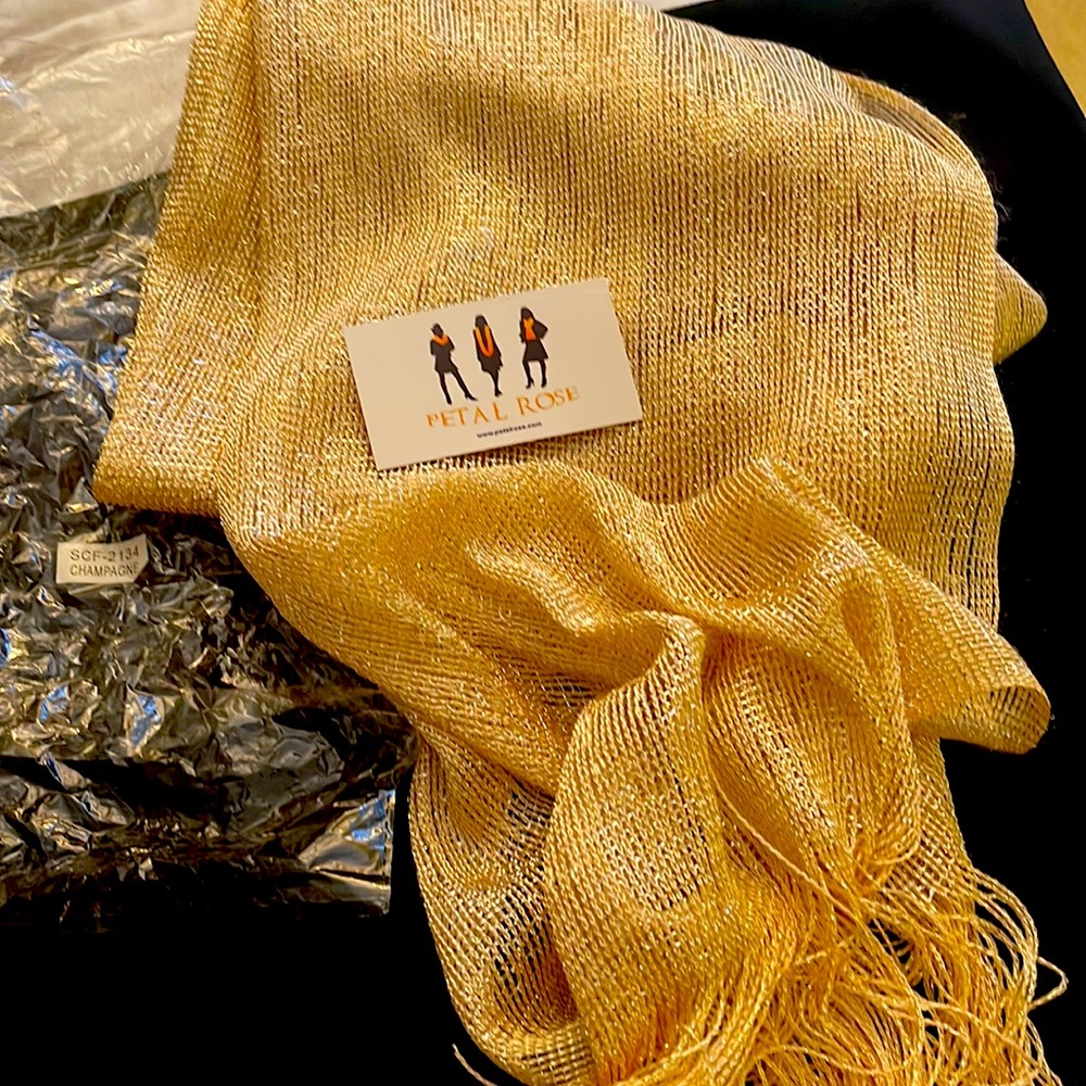 Wrap Champagne color with sparkles scarf beautiful over shoulders for evening